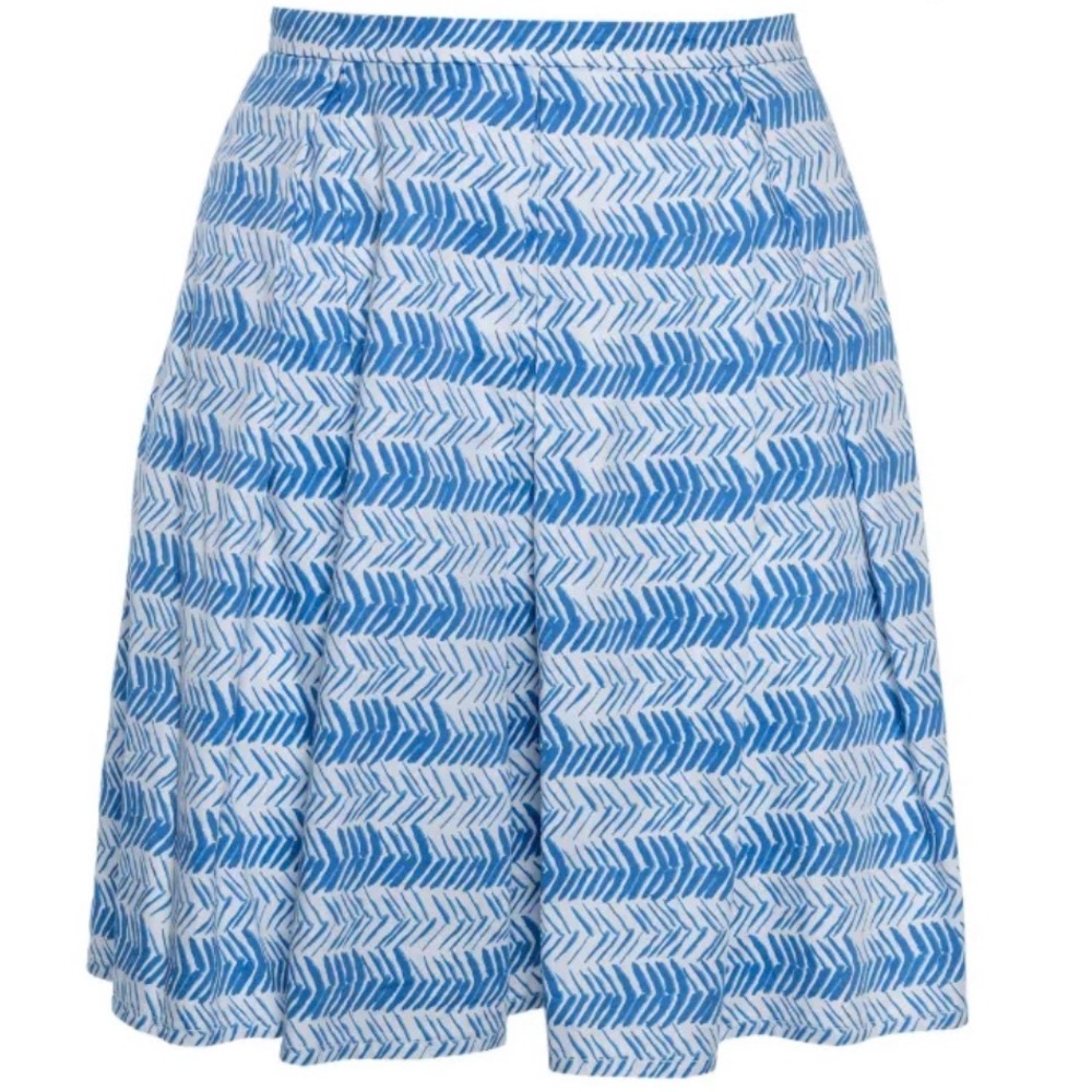 Weekend Max Mara  blue and white arrow-print pleated skirt 10